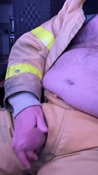 Firefighter Jerkoff and Cum