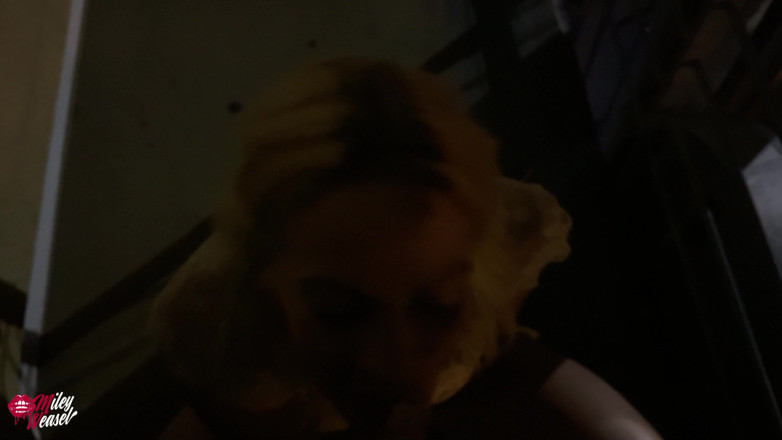 Miley Weasel: 정말 대단해요!! 데이트 후 공공장소에서 금발 미녀가 섹스!!