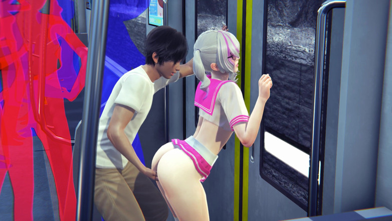Waifu club 3D: Kerel masturbeert het poesje van een studente in de metroauto