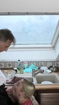 German Sex with a Sexy Girl with Small Natural Tits and Golden Hair Getting Her Pussy Fucked by a Giant Cock