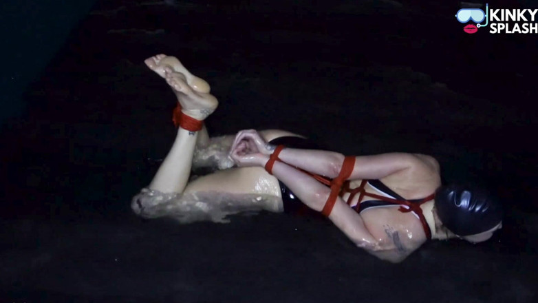 UKCuteGirl Lucy Lauren: Swimwear Rope Bondage in Water: Hogtied &amp; Gagged