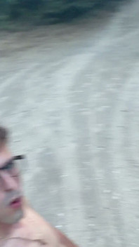 German Boy Jerks off Naked Outside and Cums