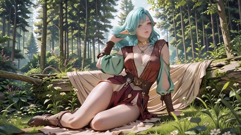 Seraphina Vale: Fantezie în pădure! Mage cu părul verde și elf albastru într-o plimbare privată