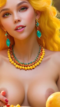 美丽的大胸裸体精灵女孩与 ackee