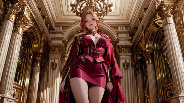 Seraphina Vale: Ratu merah di tahta emas! Deep Velvet Gown, Lazy Chin...