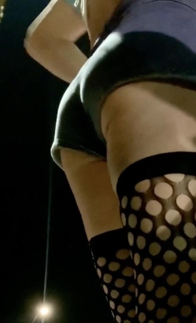 CindieLove: Sexy ass tight jean shorts and fishnets on outdoor display...