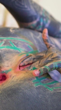 Tattoo Girl Masturbating, Fingering Her Pussy and Ass