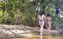 Marcio baiano: Podwójny wytrysk nad rzeką z kobietami biorącymi spermę