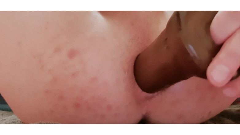 Timmyboy: First anal with black dildo 27 cm
