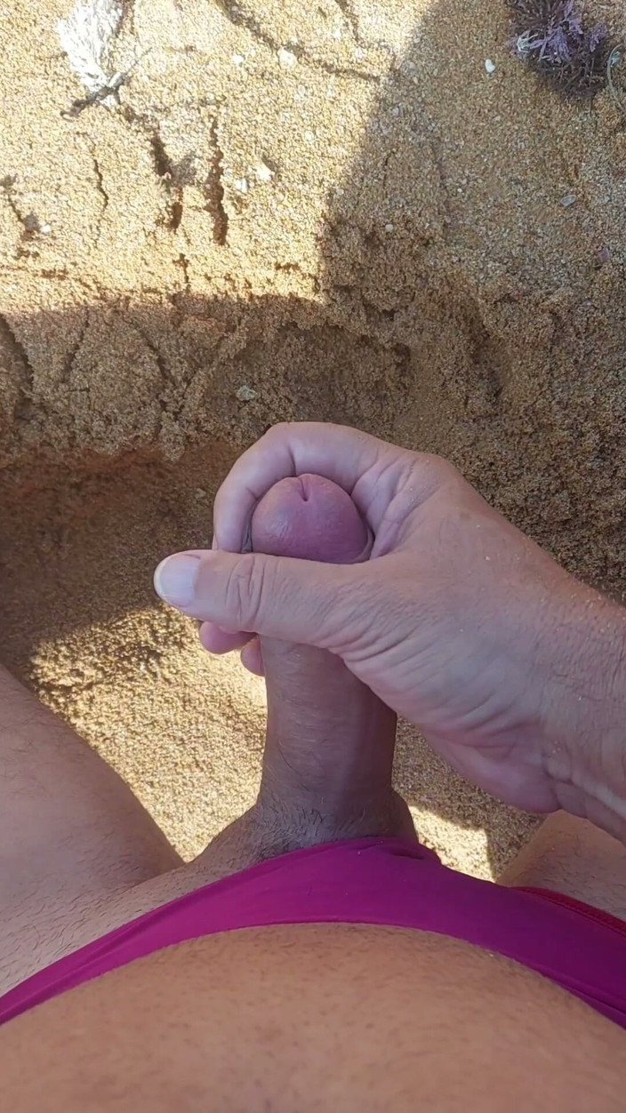 Ladysilvas: Ladysilva Masturbating His Cock on a Deserted Beach Until He...
