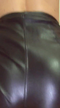 Black Leather Booty Shorts Cum Covered