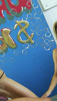Lesbian Group Sex in Car Wash with Toys and Big Tits