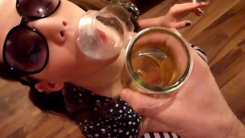Viktoria Goo: Viktoria Goo - Smoking pigtail teen filled with piss