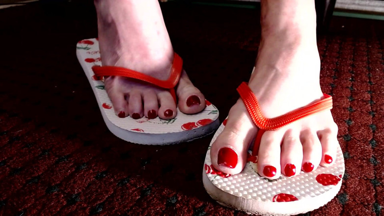 Abby Anna: Kaki Merah Flop Flops Kaki Dewasa