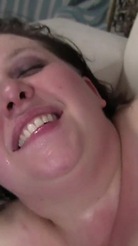 BBW chick gets a cum on her big tits from her fucker