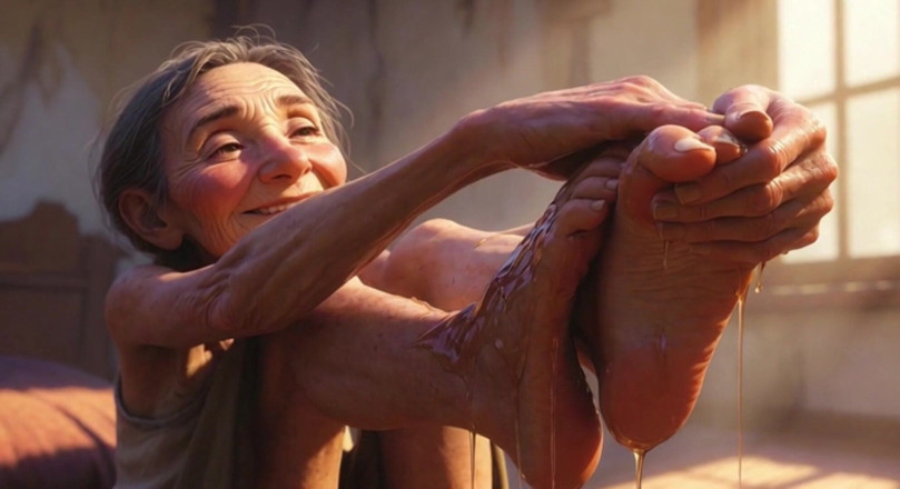 Anime Hentai: Granny Foot Oil Session - Feeling Intense Pleasure &amp; Craving Tongue