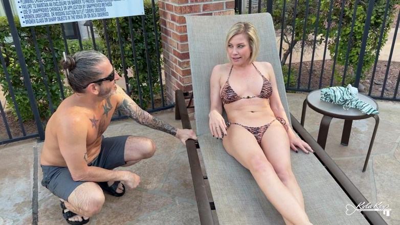 Kyla Keys: Poolside MILF Fucks Two Random Men