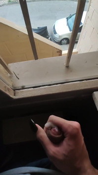 Morning jerk off in the window