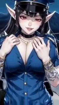 Anime süßer polizist, zeigt möpse, ai animation