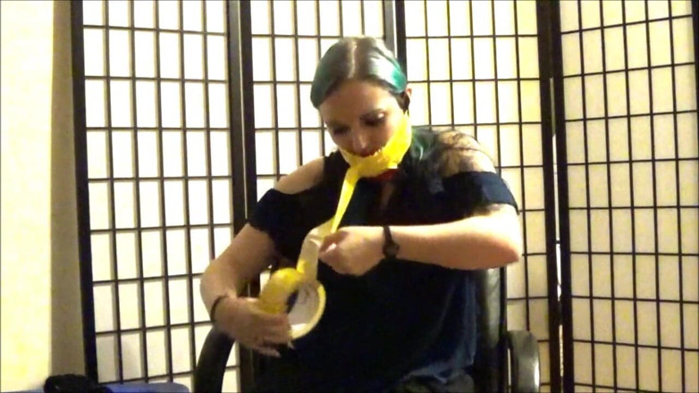 Selfgags classic: Self gagged college girl