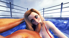 The Scenes: Nádherná blondýnka POV dává sexy kouření u bazénu