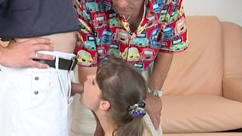 VintageXMovies: Brunette Babe Deepthroats and Gets Pounded on Couch