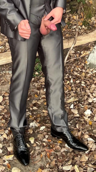Public Outdoor Masturbation in a Shiny Suit