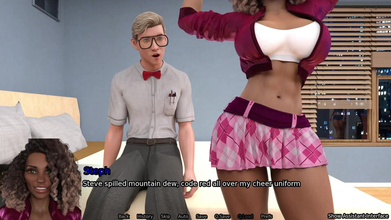 Studio-77: Sexbot steph route #1 geanimeerde pornogameplay - gemengd ras hottie trekt nerd...