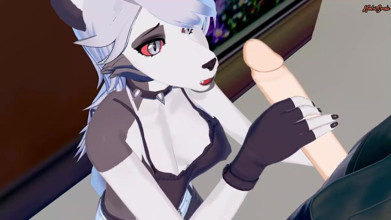 Loona getting fucked against a wall before riding a lucky guys cock - Helluva boss furry Hentai