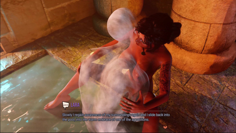 Kitty Gamer: Croft Adventures 1 Lara는 챔버에 들어가 모든 욕망을 행복하게 하는 영광의 구멍을 발견했습니다.