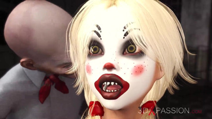 3dxpassion: โจ๊กเกอร์เย็ดดุเดือดสาวบลอนด์น่ารักเซ็กซี่ใส่หน้ากากตัวตลกในห้องร้าง