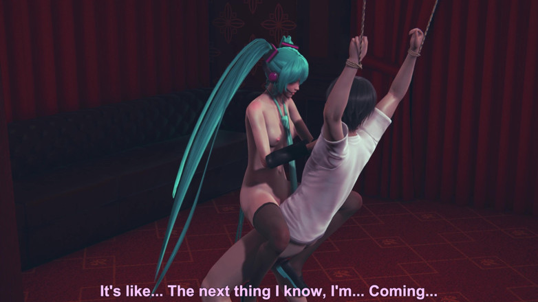 Waifu club 3D: Miku reitet den schwanz eines gefesselten typen
