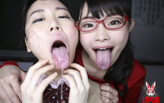 Japan Fetish Fusion: Divoká lekce lesbického lízání obličeje od cool krásky Hikari Mitsuki...