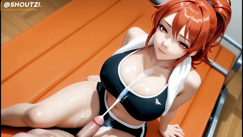 Shoutzi Anime Hentai3D Uncensored: Rina zpocená tělocvična děvka Harem Girl Nelson Squat Rack Zezadu...