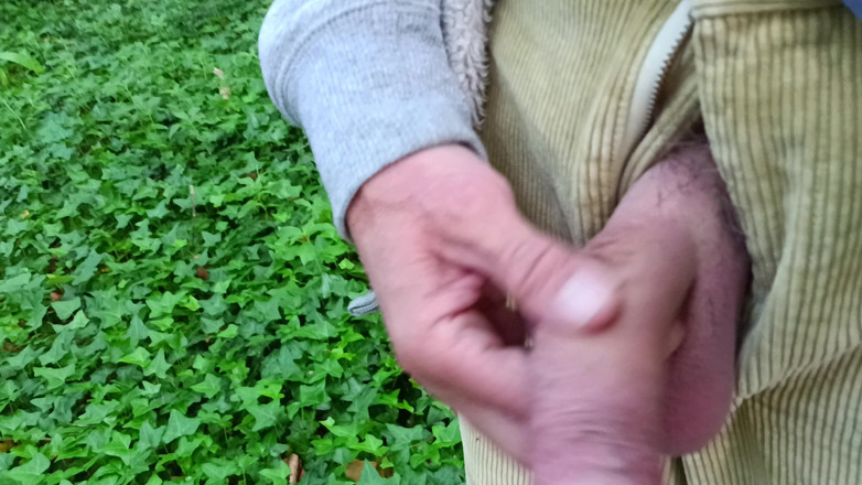 Rockardglans: Gran polla sin cortar caminando, meando, masturbándose en el bosque...