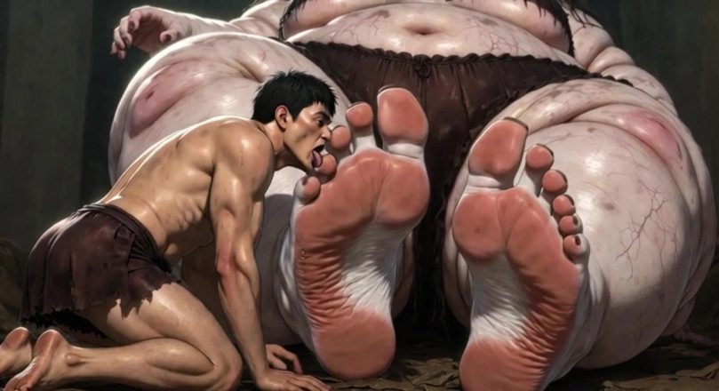 YOUR BEST FANTASY: Huge Obese Giantess BBW - Slave Licking Her Giant Feet in...
