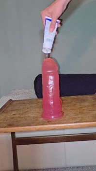 Riding Big Anal Dildo and Gaping