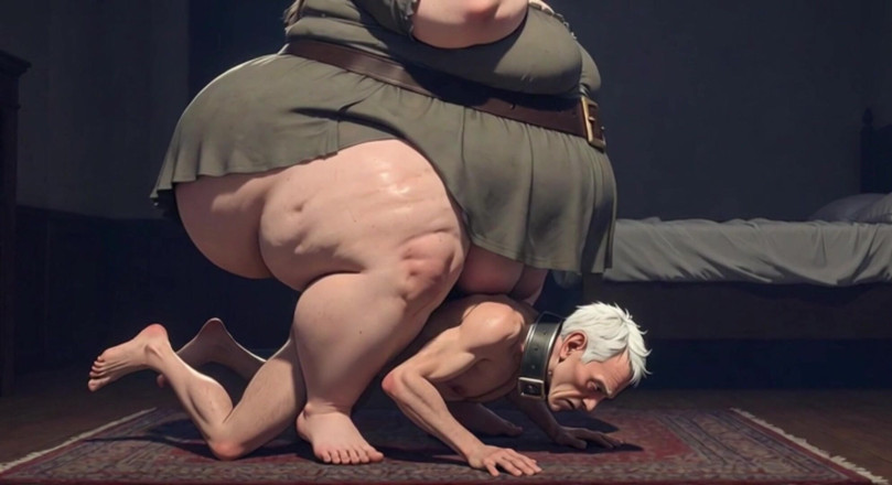 Anime Hentai: Massive SSBBW Dominatrix Crushing Skinny Slave with Her Weight - Humiliation