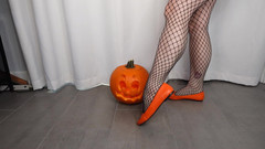 Deanna deadly: Calf Muscle flex v síťkách na ryby -Halloween téma oranžové baletní...