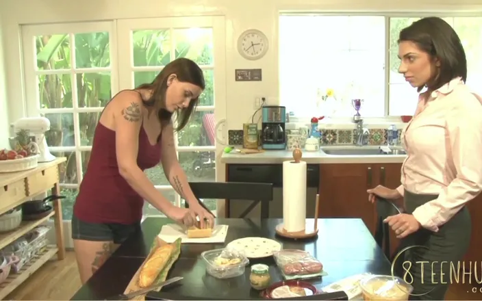 8TeenHub: 8teenhub - Lesbian Landlord Helps Tenant Break in Her New Sofa
