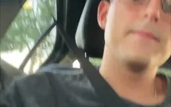 German Twink Boy Jerks off in Moving Car and Cums