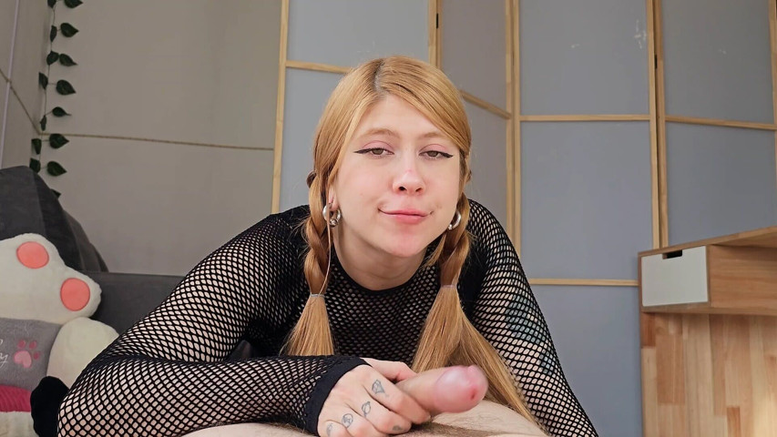 Hot Redhead Gothic Girl with Pigtails Gets Creampied After Bouncing on a Big White Cock (CoralJade)