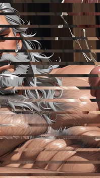 Rugged Silver Lumberjack with Long Gray Hair and Twitching Erect Cock