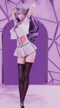 [mmd] Phut Hon College Girl Uniform; Black Stockings; Jiggling Breasts