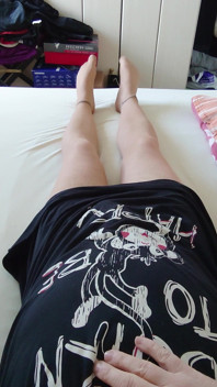 Nylonjunge in the Nightgown and Tights in Bed