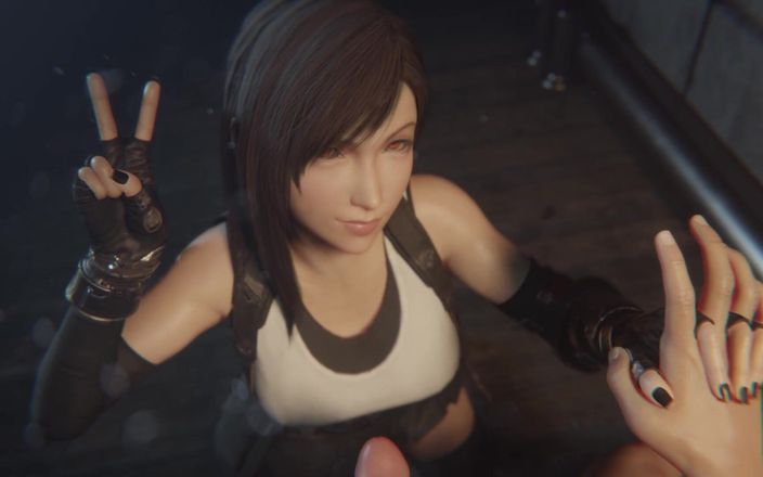 Velvixian 3D: Камшот на лицо Tifa в видео от первого лица