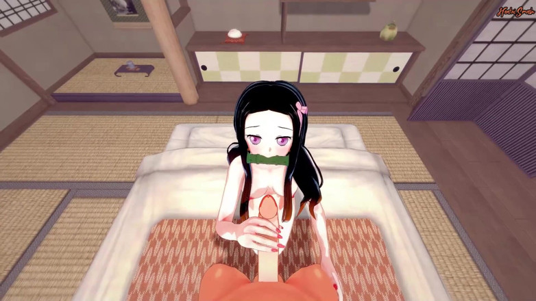 Hentai Smash: POV, Nezuko Kamado baise par terre et jouit dans sa...