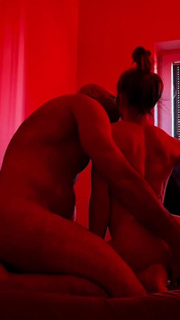 Bedroom Fun. Sensual Sex Under Red Lights