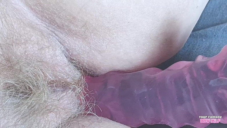 BBW_Wife: Acioty's New Dildo Close up (duże cycki tyłek owłosione cipki domowej...