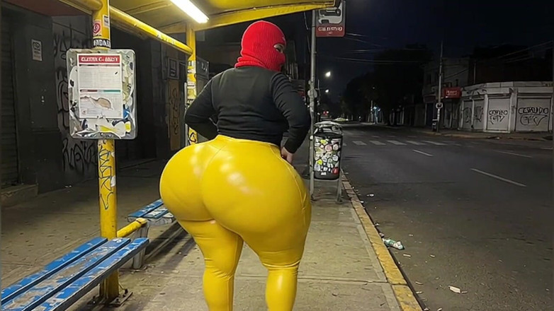 Animate golden: Cousin mit dickem arsch in engen gelben leggings an der...
